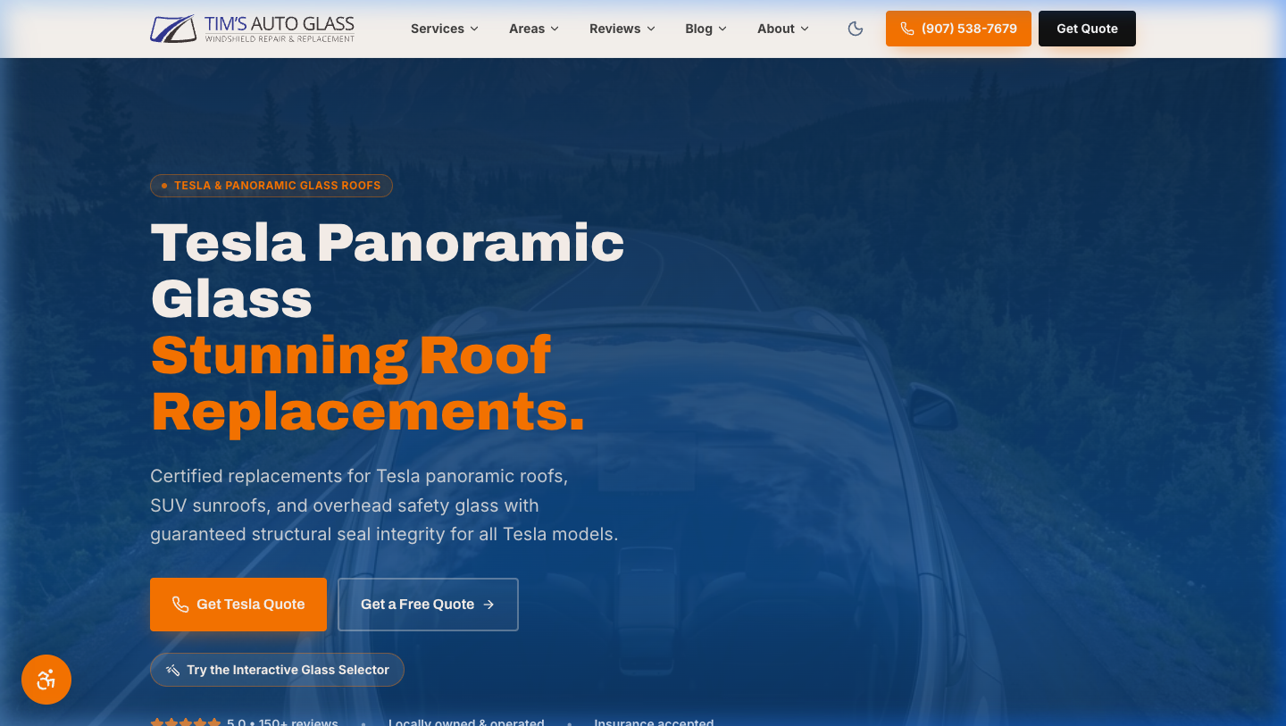 Tim's Auto Glass AK — Tim's Auto Glass — Web Rebuild